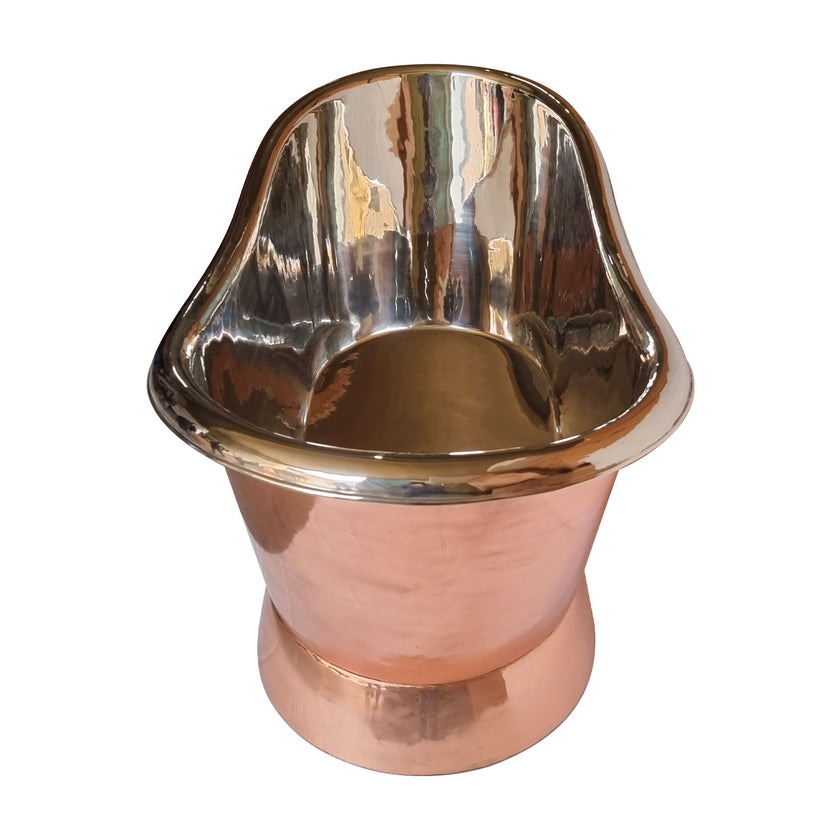 Coppersmith Creations Copper Slanting Base Nickel Interior Freestanding Bath