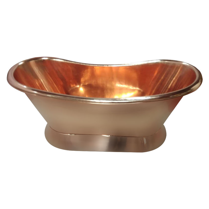 Coppersmith Creations Copper Slanting Base Shining Freestanding Bath
