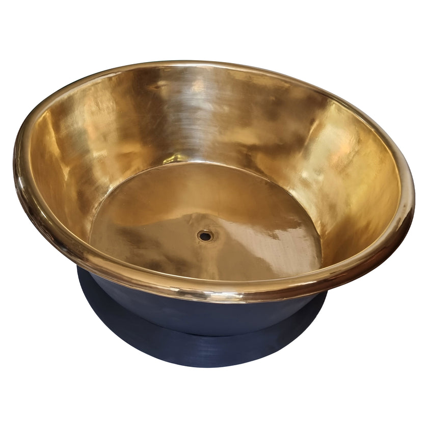 Coppersmith Round Polished Brass Matt Black Freestanding Bath