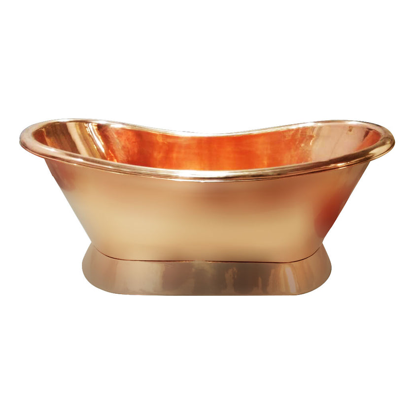 Coppersmith Creations Copper Slanting Base Shining Freestanding Bath