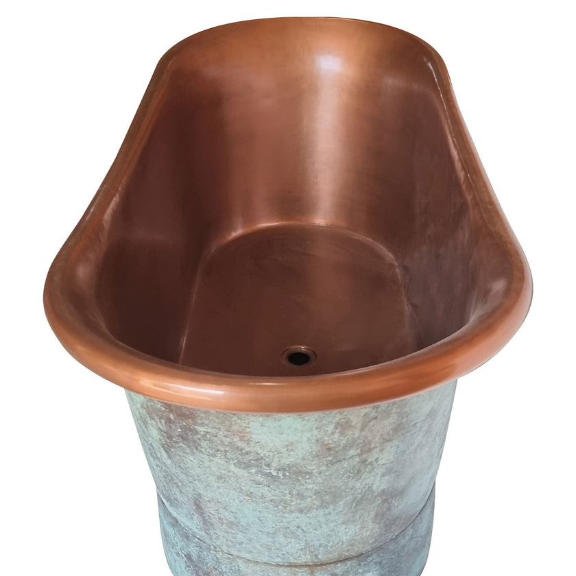 Coppersmith Creations Copper Blue Green Patina Freestanding Bath