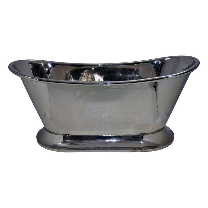 Coppersmith Copper Nickel Finish Curved Pedestal Freestanding Bath