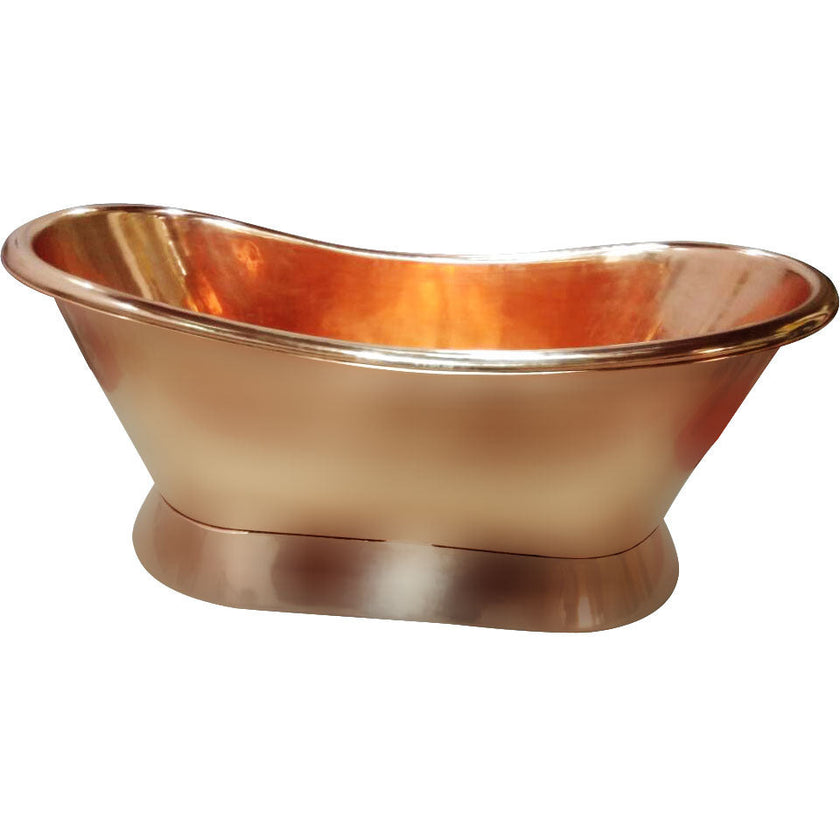 Coppersmith Creations Copper Slanting Base Shining Freestanding Bath
