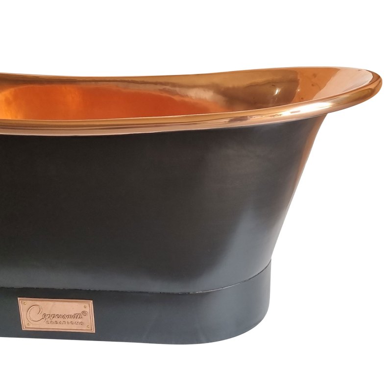 Coppersmith Creations Copper Black Straight Base Freestanding Bath