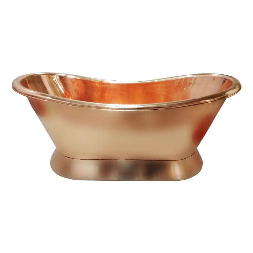 Coppersmith Creations Copper Slanting Base Shining Freestanding Bath