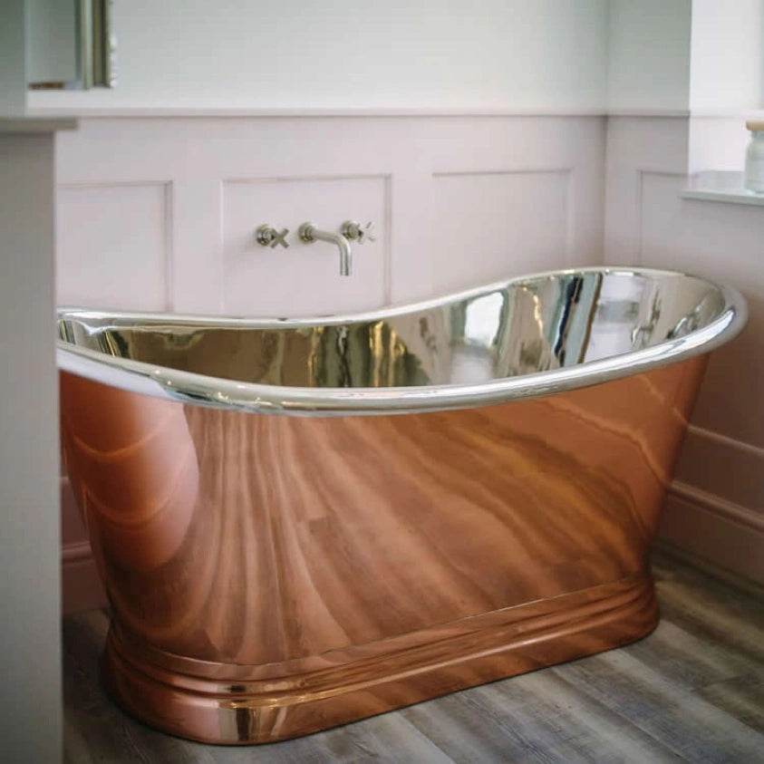 BC Designs Copper & Nickel Freestanding Boat Bath All Sizes