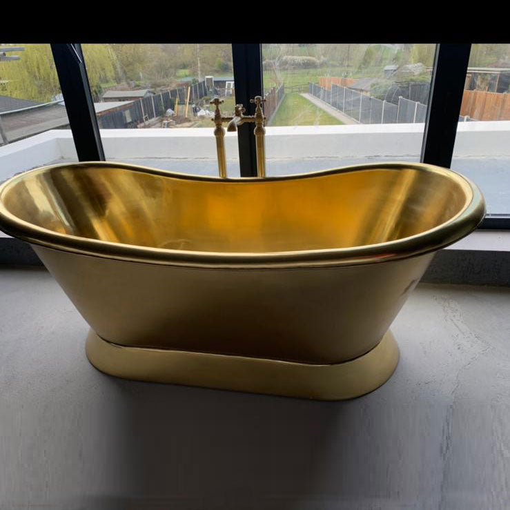 Coppersmith Polished Slanting Base Full Brass Freestanding Bath