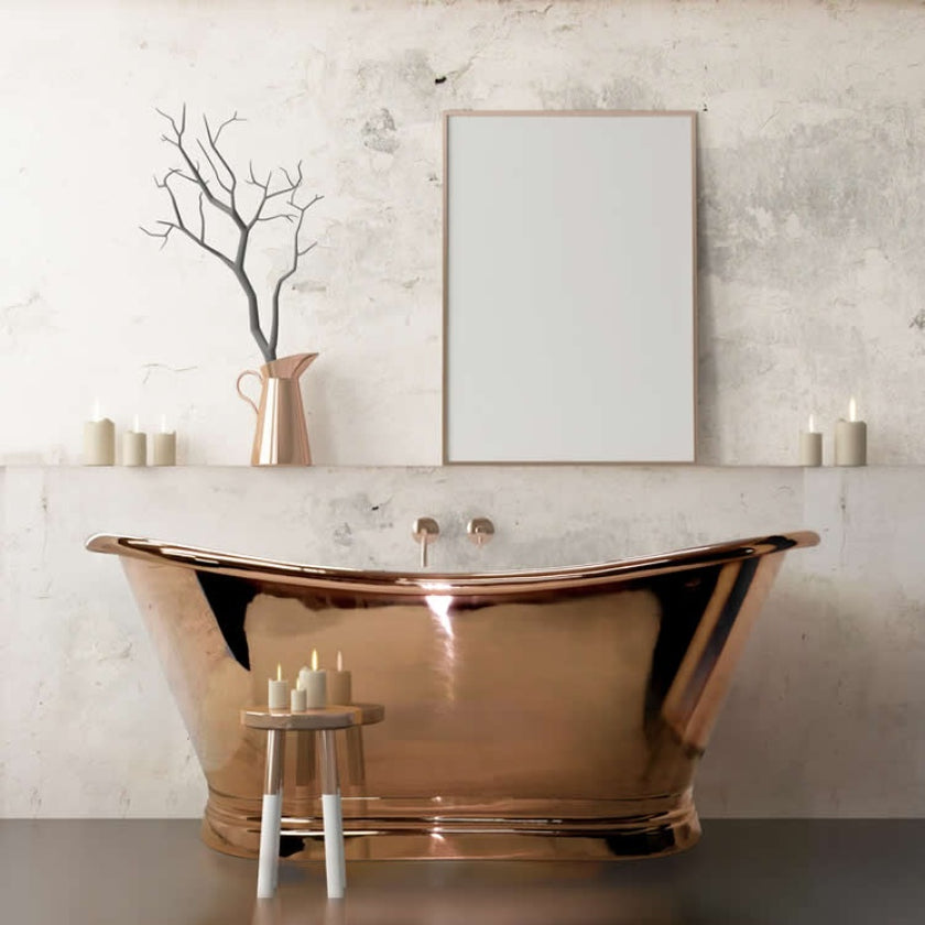 BC Designs Polished Copper Freestanding Boat Bath All Sizes