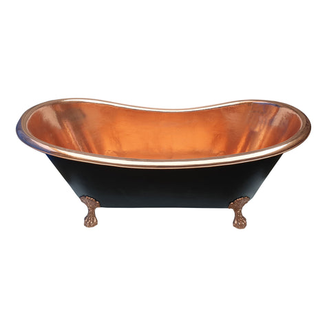 Coppersmith Creations Hammered Copper Clawfoot Black Freestanding Bath