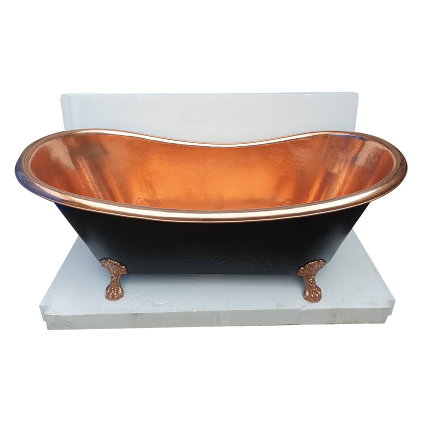 Coppersmith Creations Hammered Copper Clawfoot Black Freestanding Bath