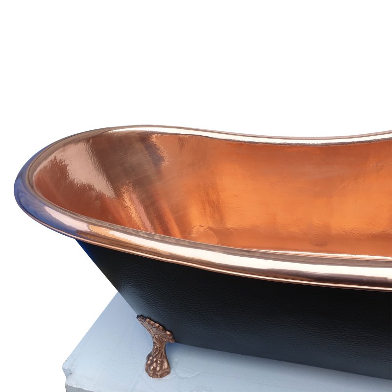 Coppersmith Creations Hammered Copper Clawfoot Black Freestanding Bath