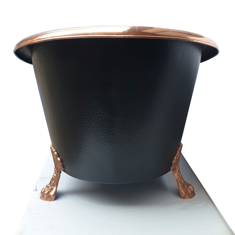 Coppersmith Creations Hammered Copper Clawfoot Black Freestanding Bath