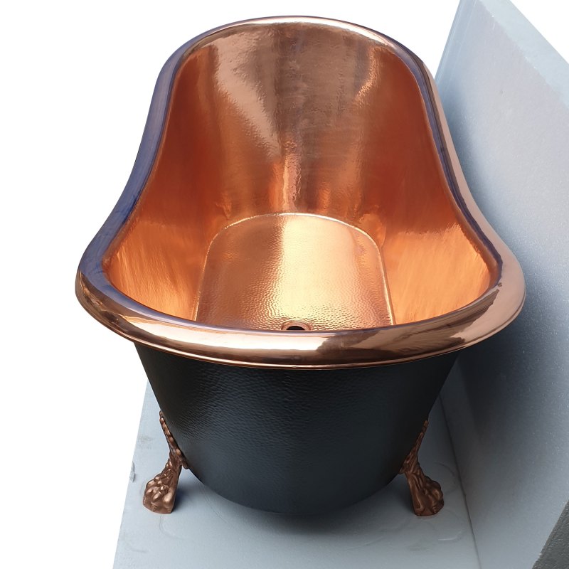 Coppersmith Creations Hammered Copper Clawfoot Black Freestanding Bath