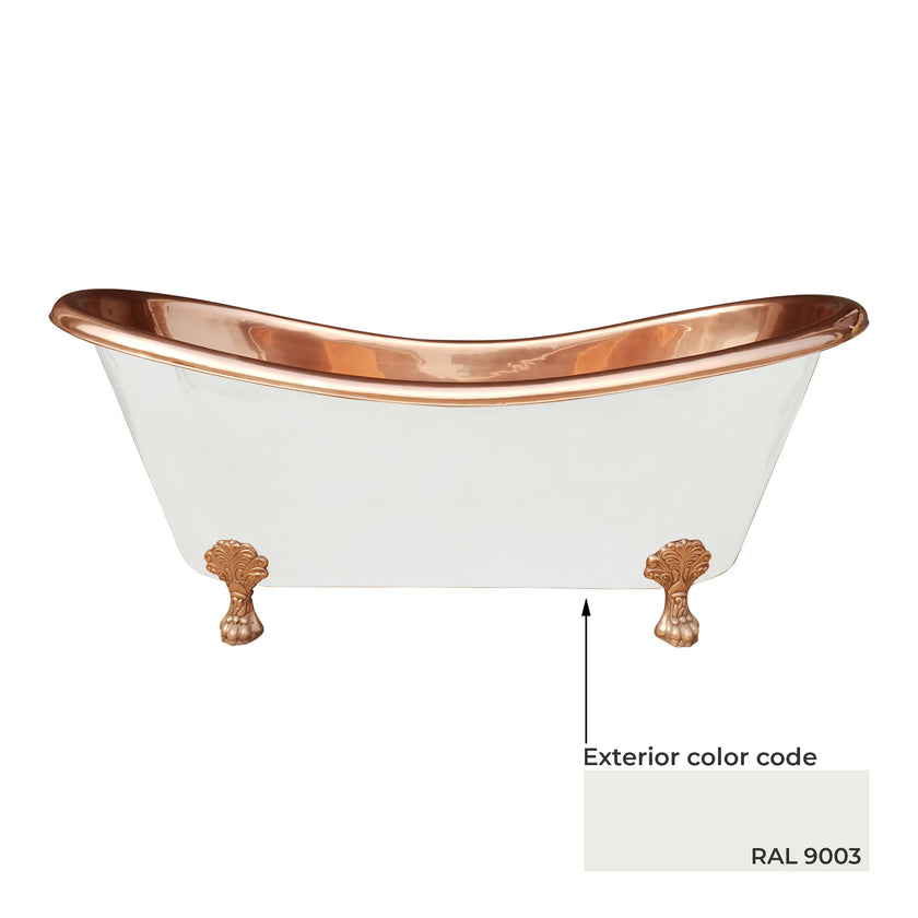 Coppersmith Creations Copper Clawfoot Matt White Freestanding Bath