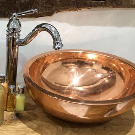 Copper Sink Round Shining Double Wall 16″ x 6″
