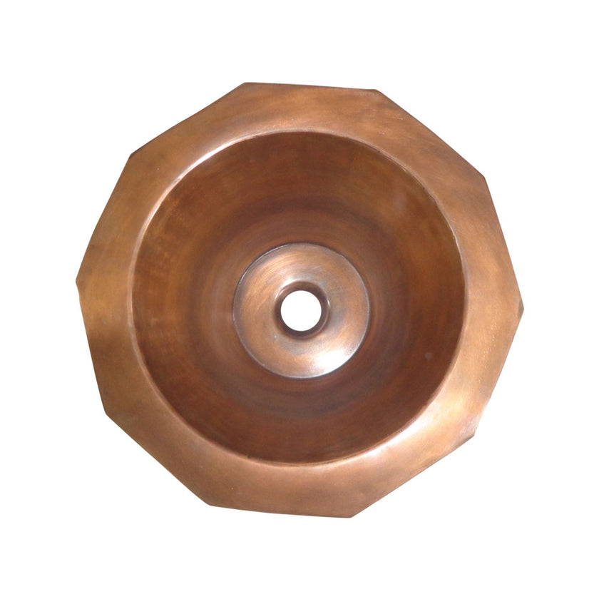 Copper Sink Double wall Decagon Shape