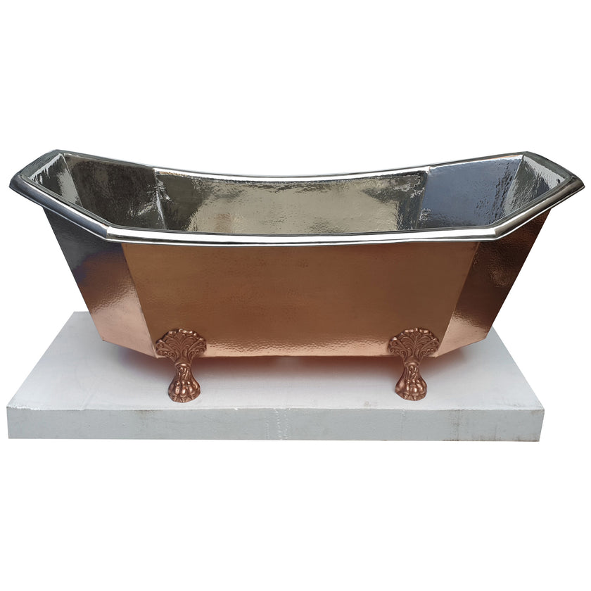 Coppersmith Eight Sided Clawfoot Copper Nickel Freestanding Bath