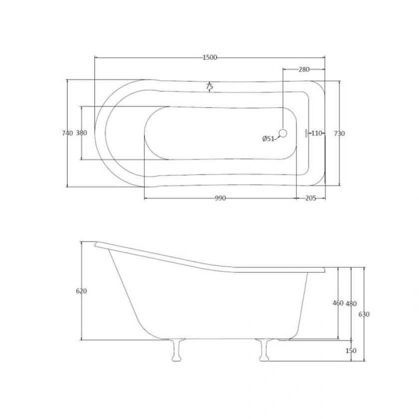 BC Designs Fordham Slipper Freestanding Bath - All Sizes
