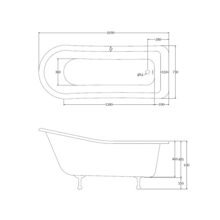 BC Designs Fordham Slipper Freestanding Bath - All Sizes