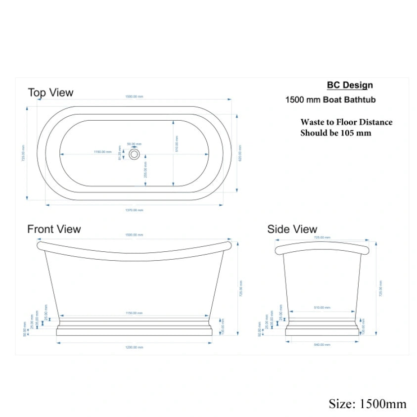 BC Designs Verdigris Green Freestanding Boat Bath