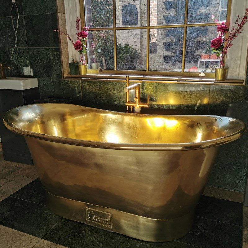 Coppersmith Full Polished Straight Base Brass Freestanding Bath