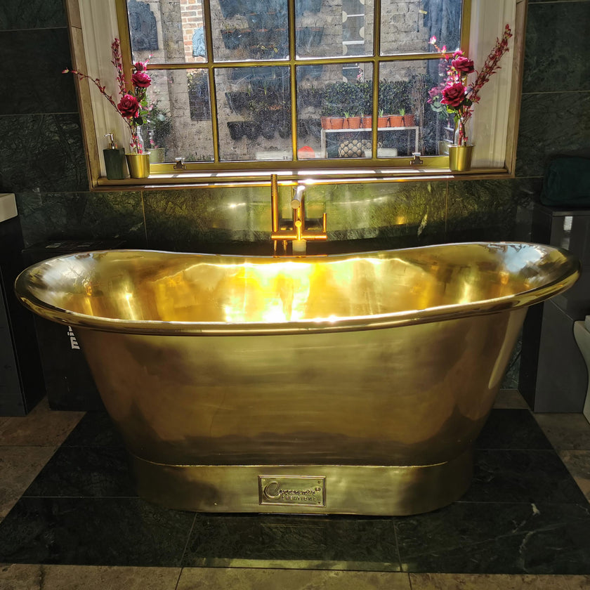 Coppersmith Full Polished Straight Base Brass Freestanding Bath