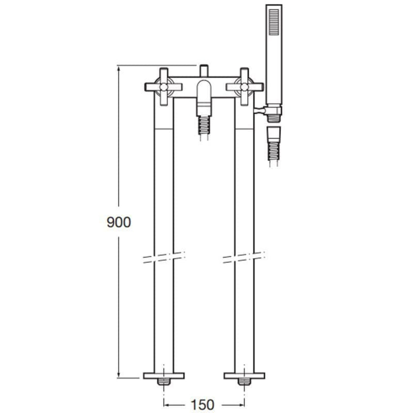 Roca Loft Floor Mounted Bath Shower Mixer Chrome A5A2743C00