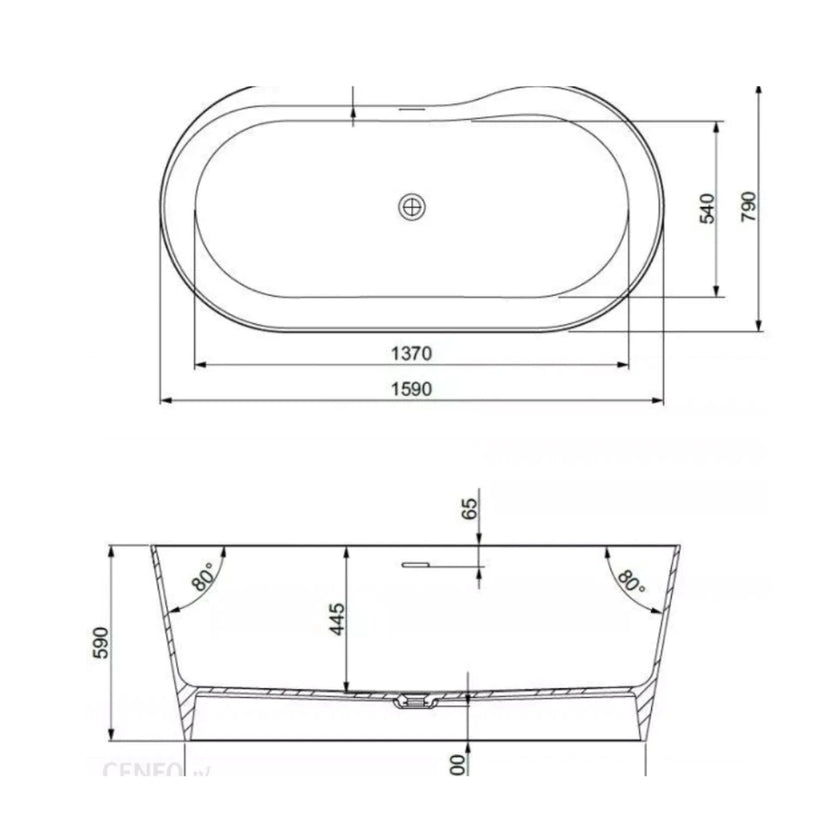 Roca Raina Double Ended Freestanding Bath Beige 1590 x 790