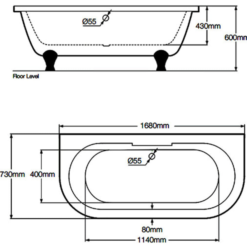 Royce Morgan Balmoral Clawfoot Freestanding Bath 1680mm