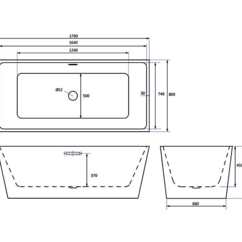 Trojan Marlborough Twin Skin Gloss White Freestanding Bath 1700 x 800