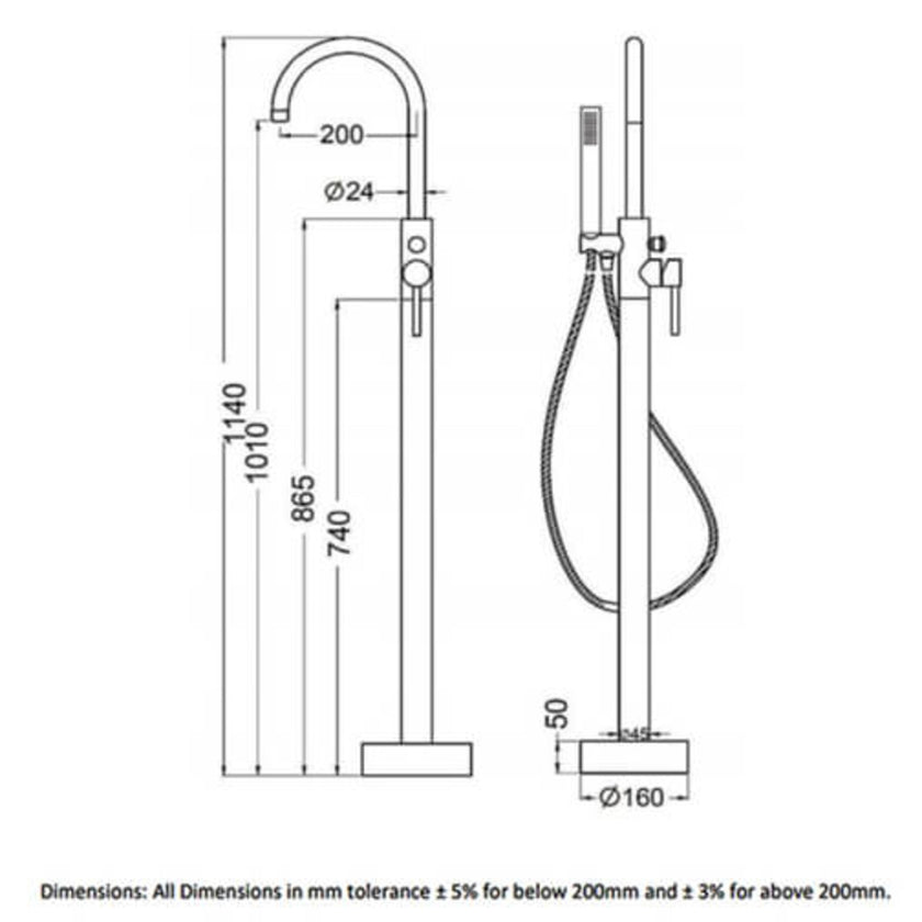 RAK Prima Tech Freestanding Bath Shower Mixer Chrome RAKPRT3014