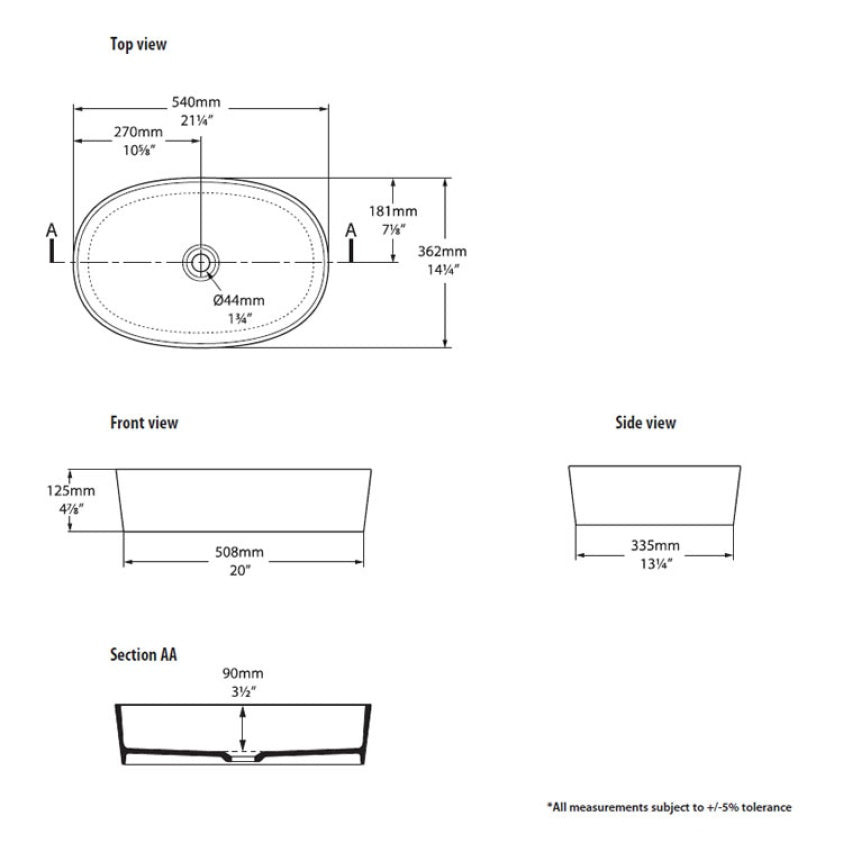 Victoria & Albert Ios 540mm Countertop Basin