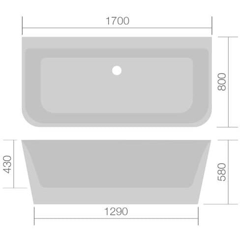 Aqua Mono Gloss White Freestanding Bath 1700 x 800
