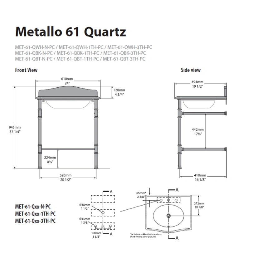 Victoria & Albert Metallo Quartz Washstand & Basin