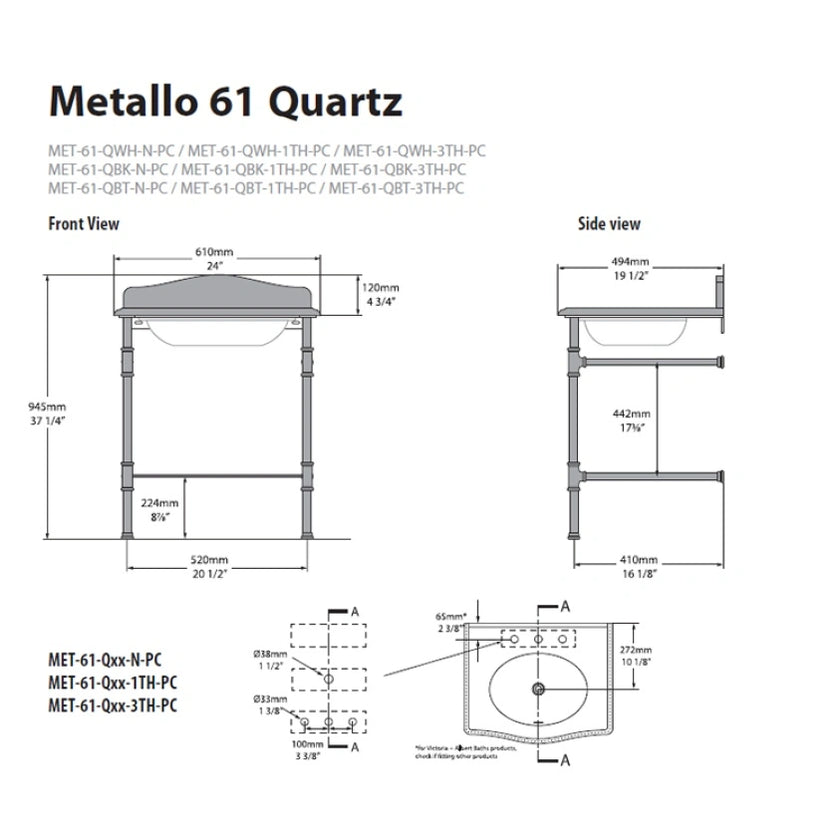 Victoria & Albert Metallo Quartz Washstand & Basin
