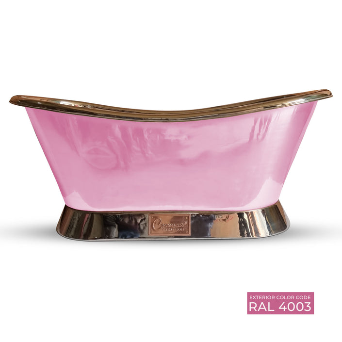 Coppersmith Creations Copper Pink Slanted Base Freestanding Bath