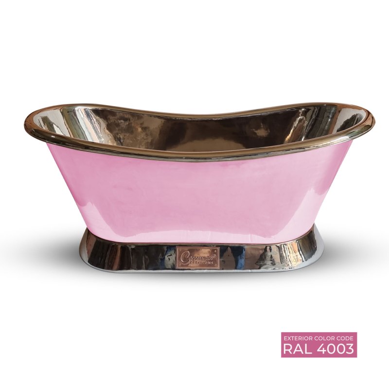 Coppersmith Creations Copper Pink Slanted Base Freestanding Bath