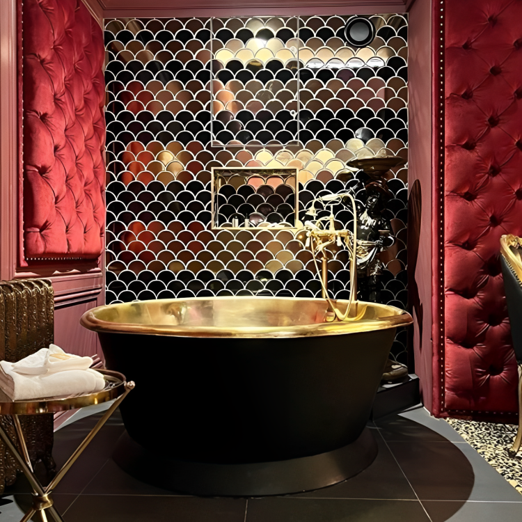 Coppersmith Round Polished Brass Matt Black Freestanding Bath