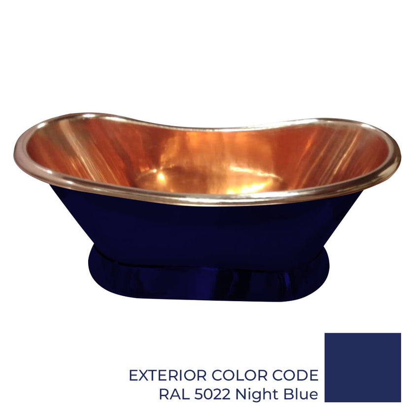 Coppersmith Slanting Base Copper Night Blue Freestanding Bath