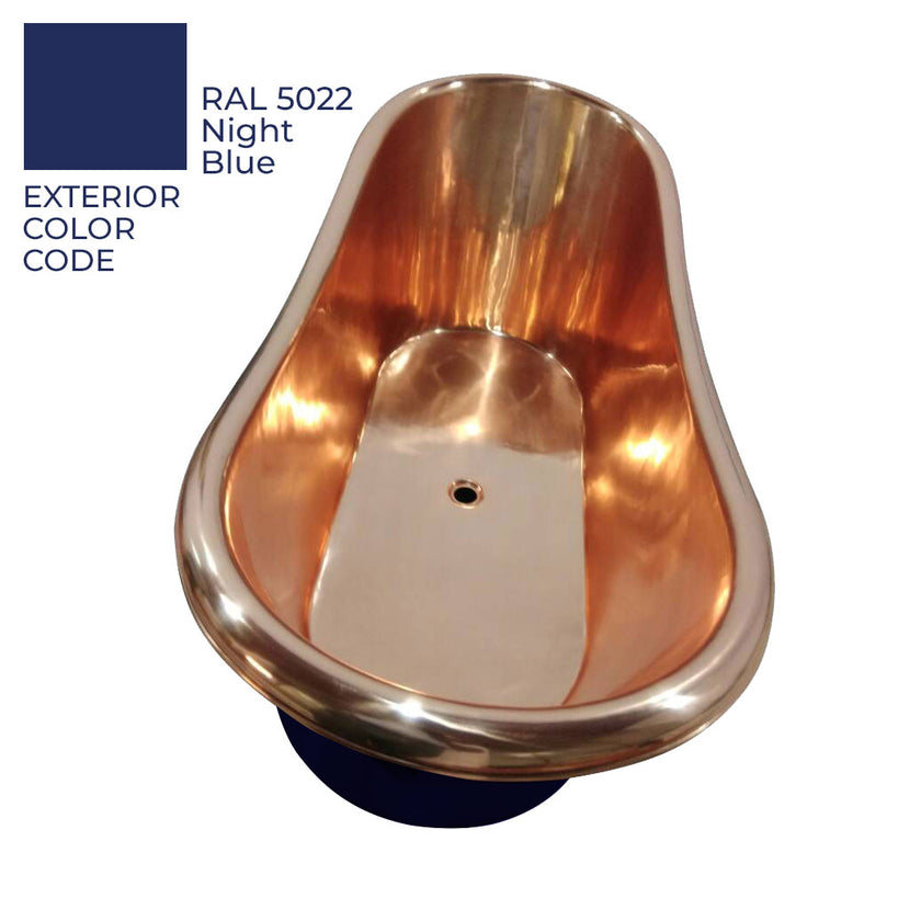 Coppersmith Slanting Base Copper Night Blue Freestanding Bath