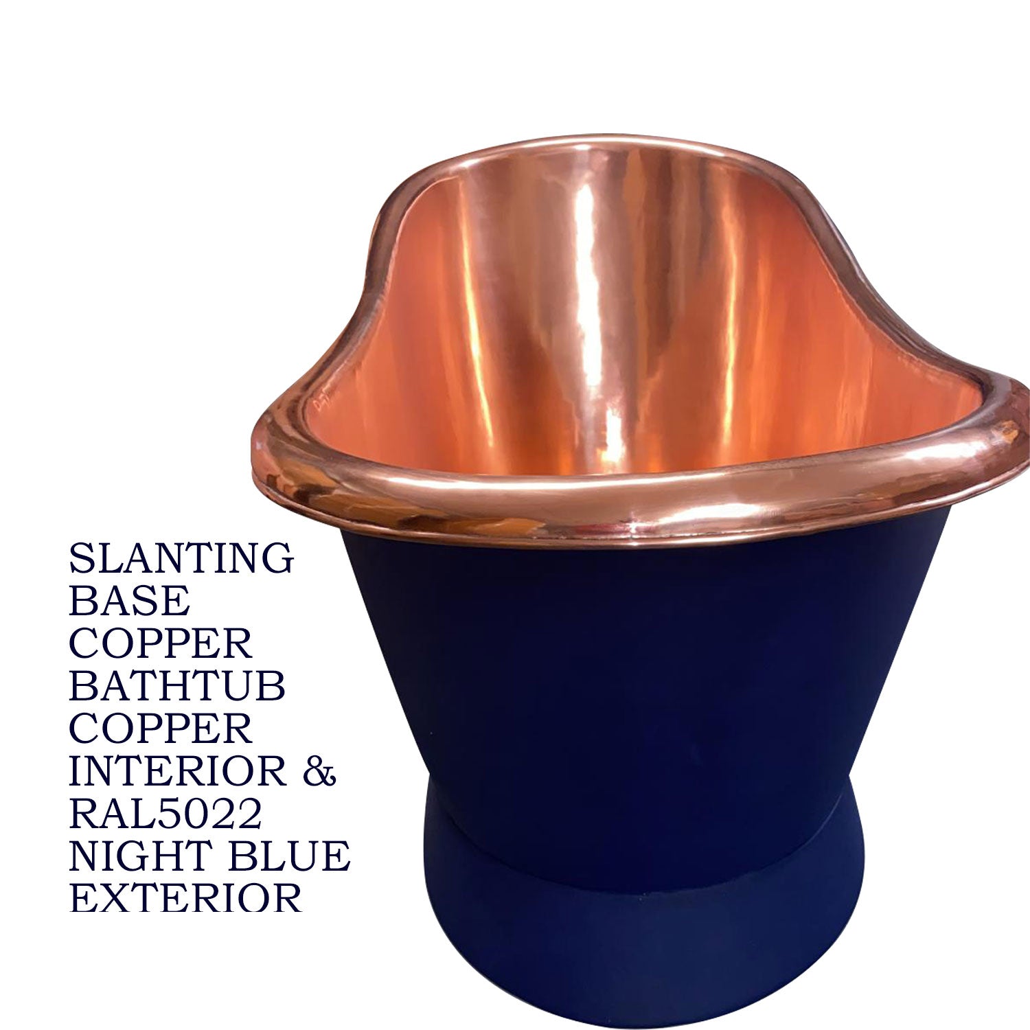 Coppersmith Slanting Base Copper Night Blue Freestanding Bath