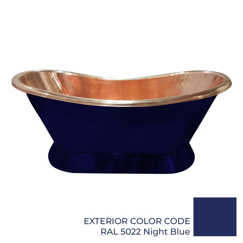 Coppersmith Slanting Base Copper Night Blue Freestanding Bath