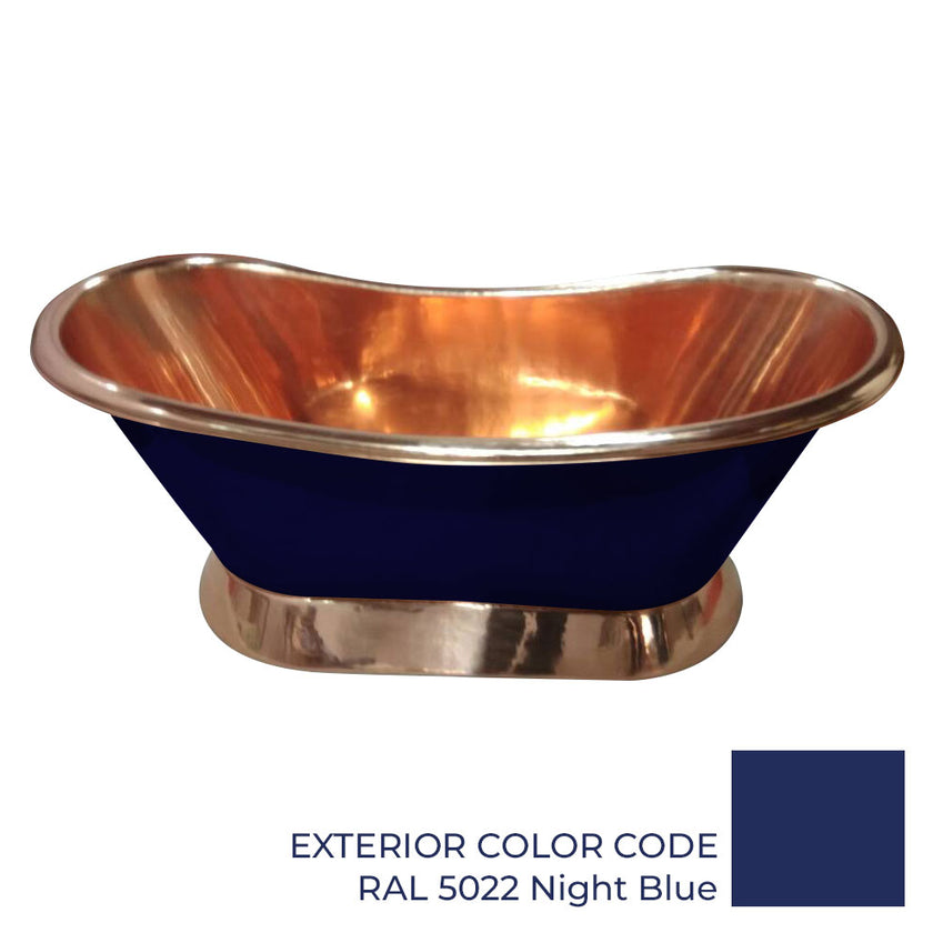Coppersmith Slanting Copper Base Night Blue Freestanding Bath