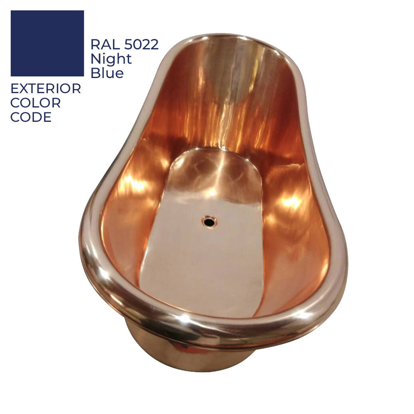 Coppersmith Slanting Copper Base Night Blue Freestanding Bath