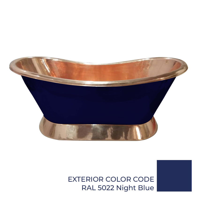 Coppersmith Slanting Copper Base Night Blue Freestanding Bath