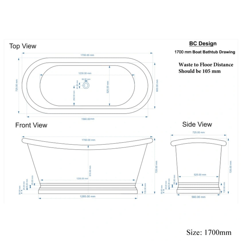 BC Designs Antique Copper & Nickel Freestanding Boat Bath
