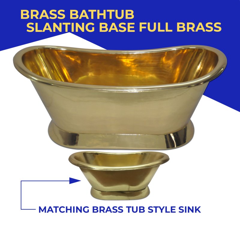 Brass Tub Style Sink Slanting Base Full Brass