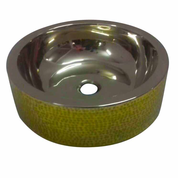 Double Wall Brass Sink Lustrous Nickel Finish Inside