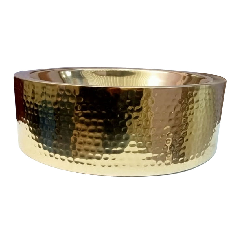 Brass Sink Hammered Pattern Exterior & Smooth Interior Double Wall