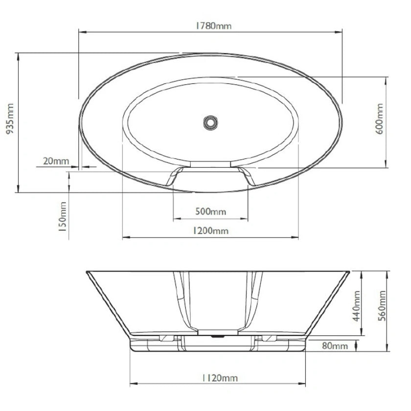 BC Designs Chalice Major 1780mm Acrylic Freestanding Bath